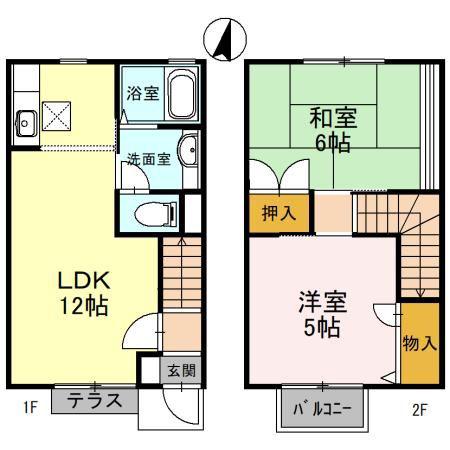 アネックスD棟(2LDK/1階)の間取り写真