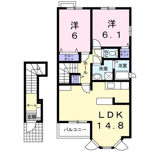 ヴィラ・リッツ(2LDK/2階)の間取り写真