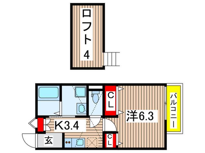 ホワイト カメリア(1K/2階)の間取り写真