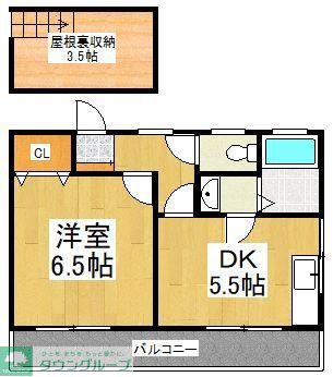 ISプラステリアII(1DK/2階)の間取り写真