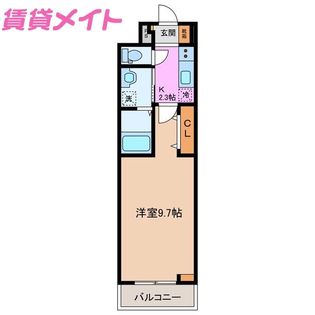ヒカルサ四日市東阿倉川(1K/3階)の間取り写真