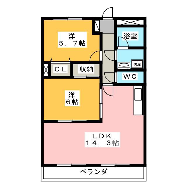エクセルマンション(2LDK/1階)の間取り写真