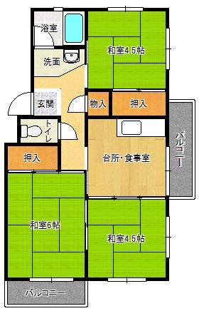 有野団地(3K/5階)の間取り写真