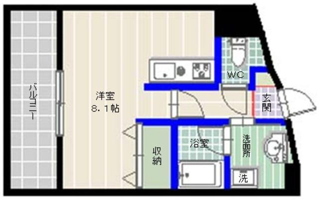 フォルテーネ飯倉(ワンルーム/5階)の間取り写真