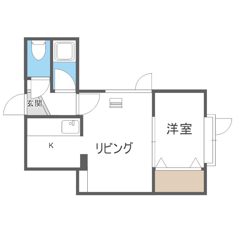ジュネス25(1DK/2階)の間取り写真