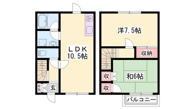 グリーンハイツ A棟(2LDK/1階)の間取り写真
