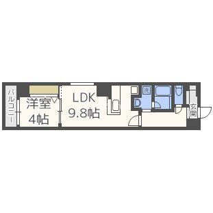 AMBITIOUS鎗屋町(1LDK/7階)の間取り写真