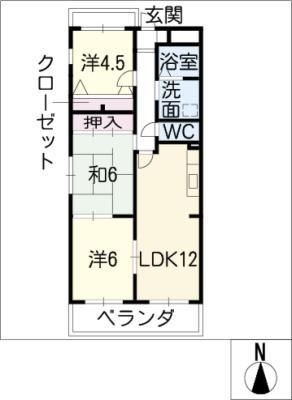 ブランルージュ南町(3LDK/5階)の間取り写真