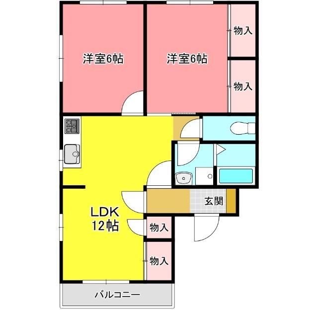 オネスティ15(2LDK/2階)の間取り写真