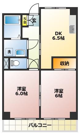 第2ヒルトップハイツコイズミ(2DK/4階)の間取り写真