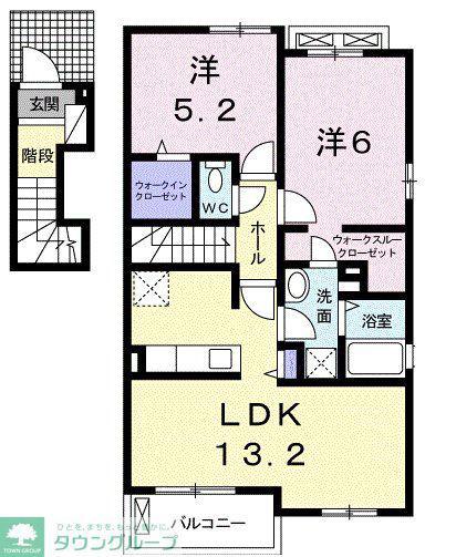 コトーブリアン(2LDK/2階)の間取り写真