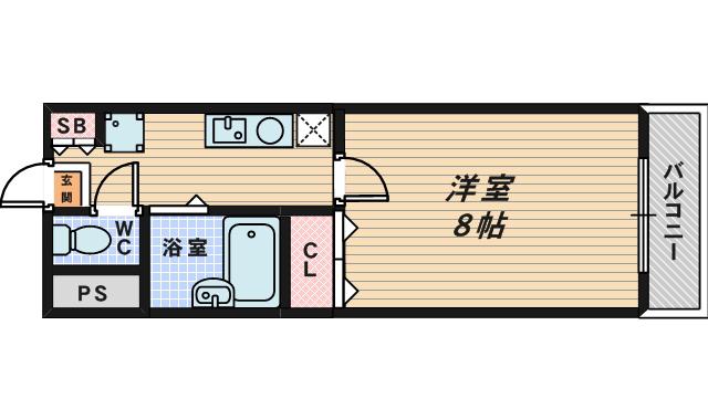 COLLECTION鳳東町(1K/5階)の間取り写真