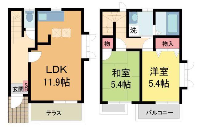 前田ハイツB棟(2LDK/1階)の間取り写真