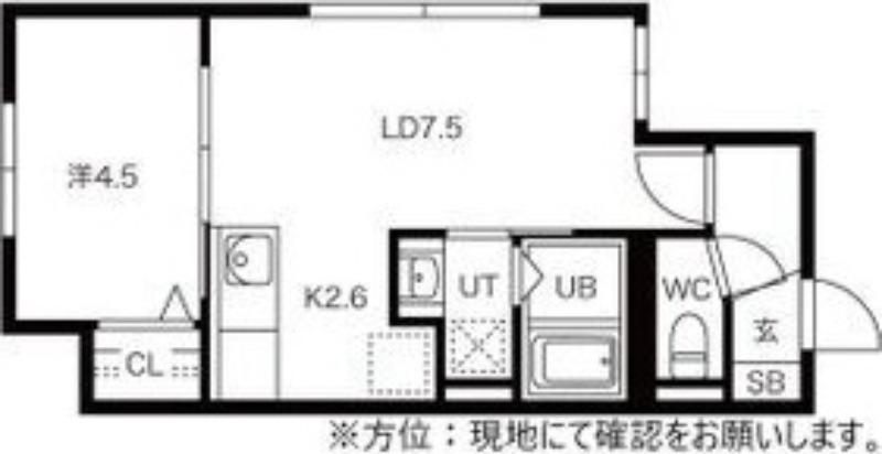 ファクター麻生(1LDK/4階)の間取り写真