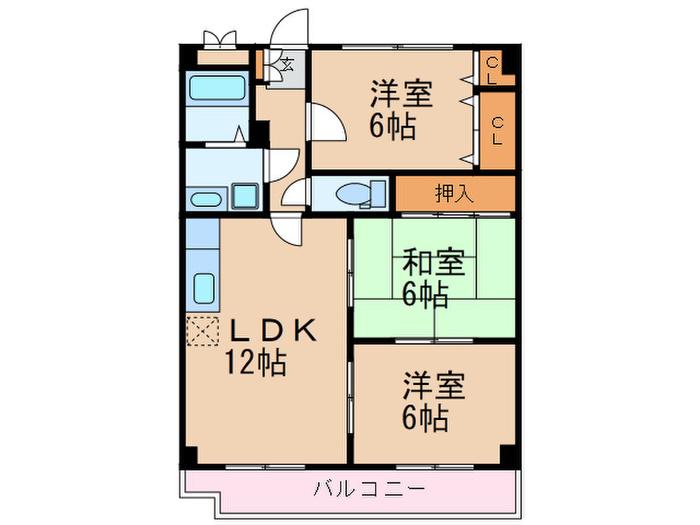 グランシャリオ南大橋(3LDK/6階)の間取り写真