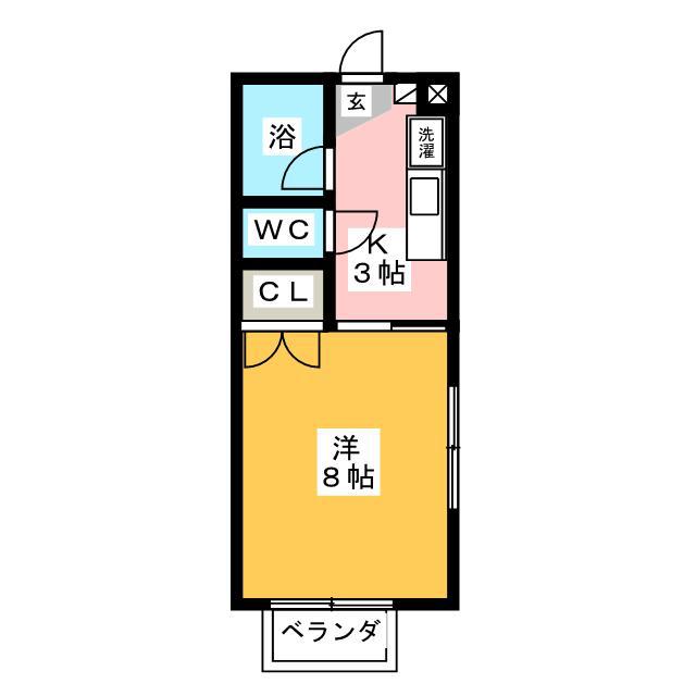国立グリーンヒルスクエアII(1K/2階)の間取り写真
