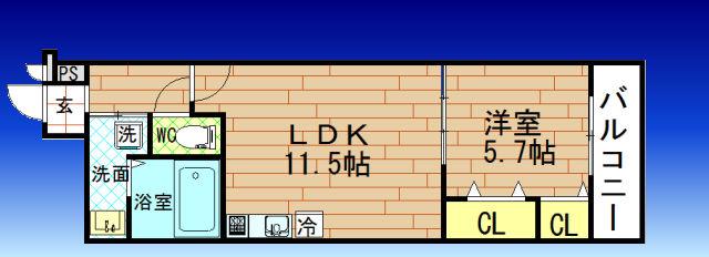 MILEBOIS(1LDK/1階)の間取り写真