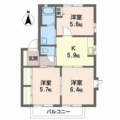 ピエスY・N A(3K/2階)の間取り写真