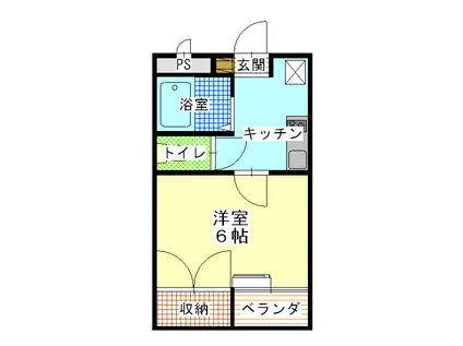 シティーパレス富岡西棟(1K/2階)の間取り写真