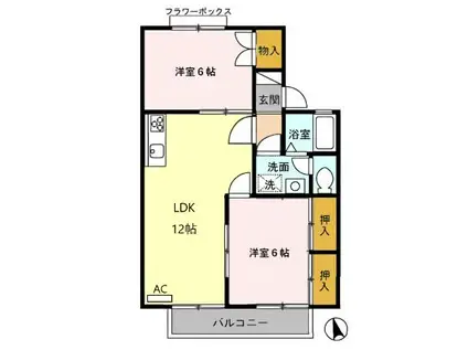 セジュールスギモトA(2LDK/2階)の間取り写真