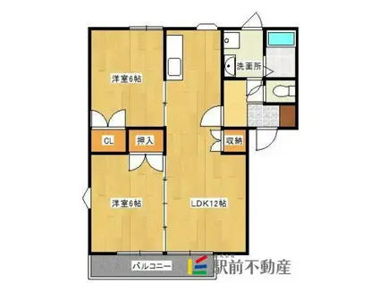 上津コーポ(2LDK/1階)の間取り写真