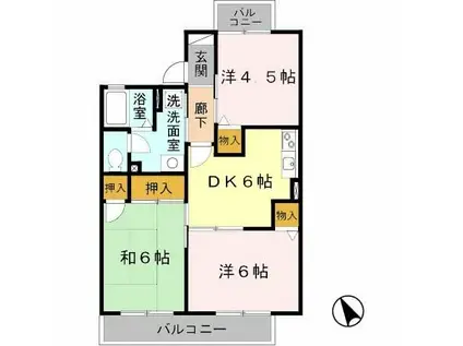 グランディール福田(3DK/1階)の間取り写真