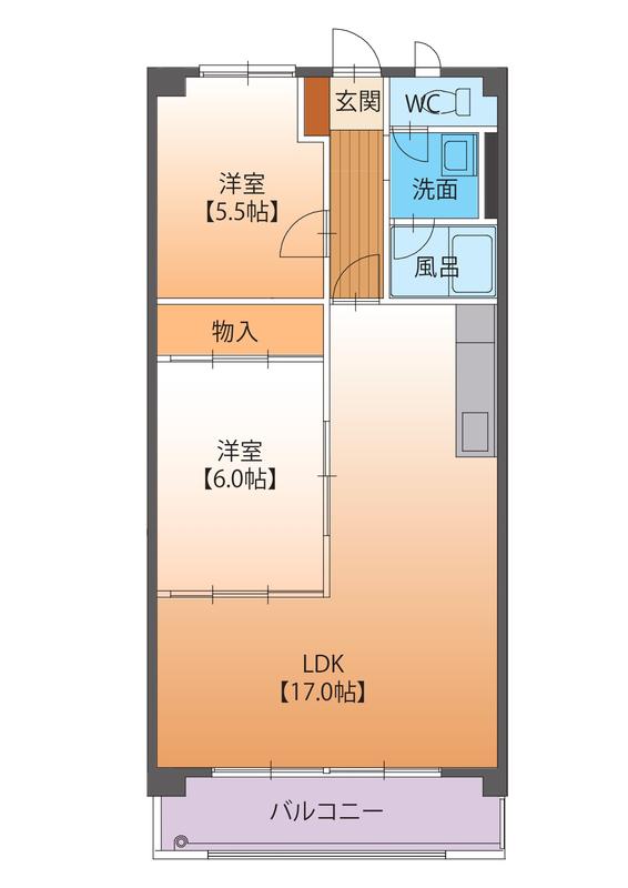 グランシード中町(2LDK/4階)の間取り写真