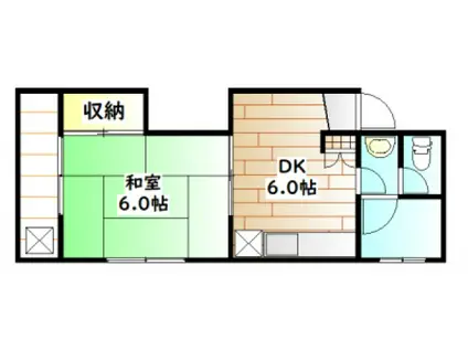 京町マンション(1DK/2階)の間取り写真
