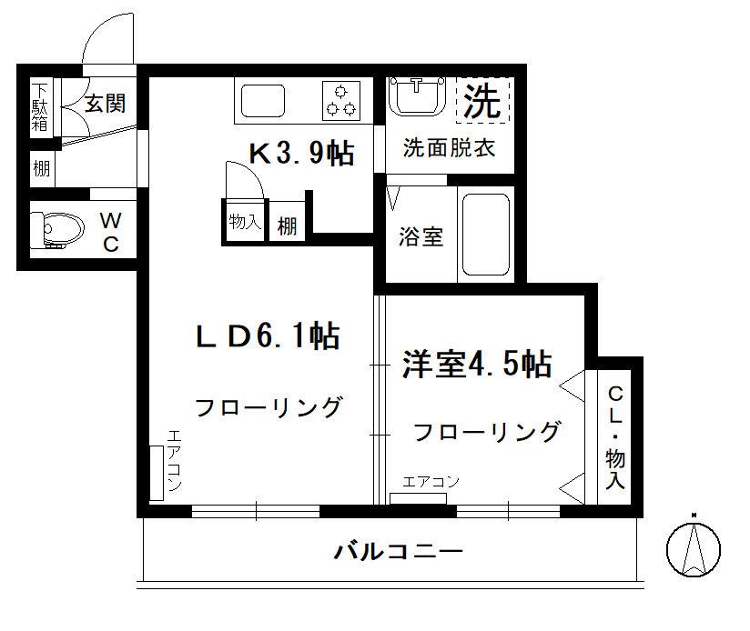 GRASS PARK(1LDK/2階)の間取り写真