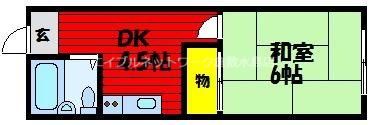 杉本アパート(1DK/2階)の間取り写真