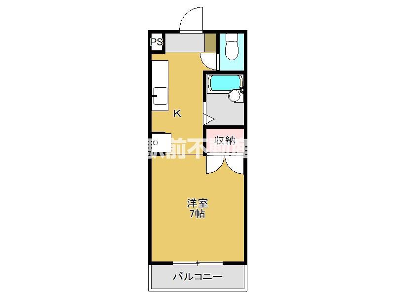 パシフィック佐賀VI(1K/4階)の間取り写真