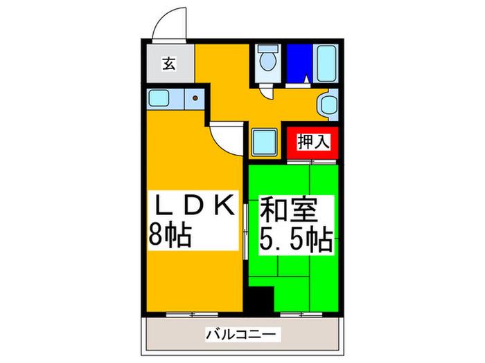 アーバンスペースF(1LDK/1階)の間取り写真