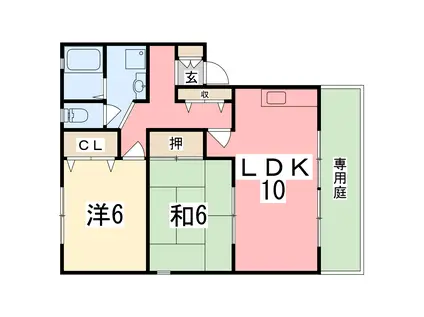 メゾンフィディリオA棟(2LDK/1階)の間取り写真