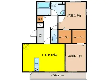 CONFOR V(2LDK/3階)の間取り写真