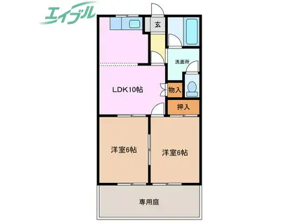 WISDOM(2LDK/1階)の間取り写真