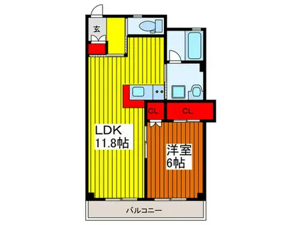 朝日町ビル(1LDK/1階)の間取り写真