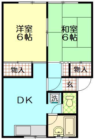 パールコーポ渡辺(2DK/1階)の間取り写真