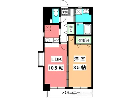 ピリカコスモス北持田(1LDK/4階)の間取り写真