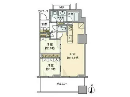 プラウドタワー梅田豊崎(2LDK/6階)の間取り写真