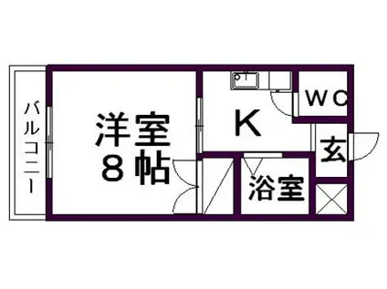 ビアンヌール四ツ池公園(1K/2階)の間取り写真