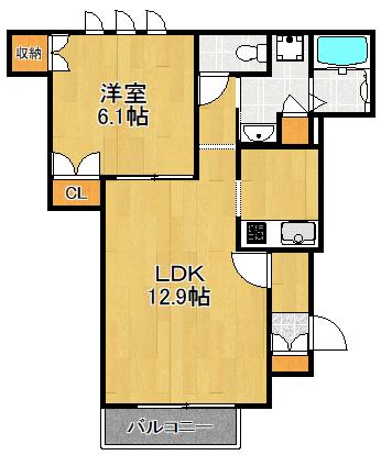 セレーノ大倉山II(1LDK/2階)の間取り写真