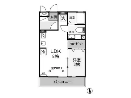 エクセルコート(1LDK/2階)の間取り写真