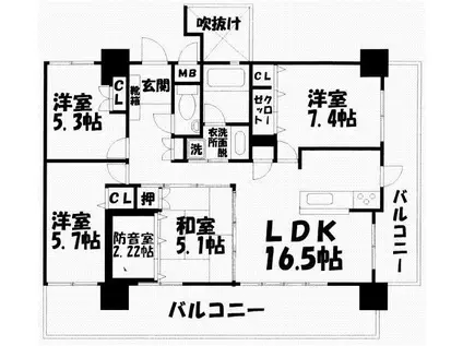 ミルコマンション宜野湾佐真下(4SLDK/4階)の間取り写真