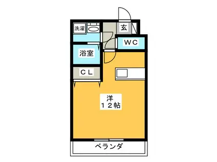 ビューテラス(ワンルーム/2階)の間取り写真