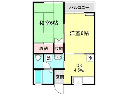 アトラスS.T(2DK/1階)の間取り写真