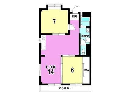 メイゾンサンポア A棟(2LDK/3階)の間取り写真