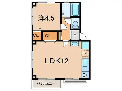 サンハイツ西明石(1LDK/3階)の間取り写真
