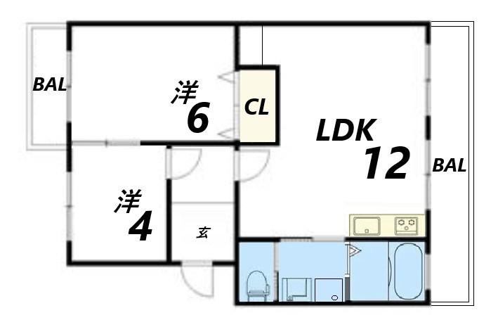 アイマンション(2LDK/3階)の間取り写真
