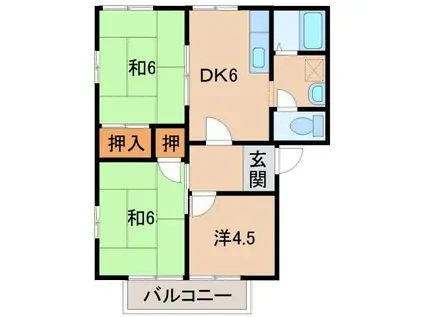 JR阪和線 紀伊駅 徒歩19分 2階建 築33年(3DK/2階)の間取り写真