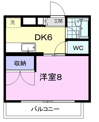 エルグランドK(1DK/2階)の間取り写真